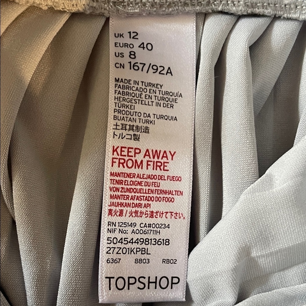 Topshop Shimmering Silver Pleated Midi Skirt sz 8 - Picture 5 of 7